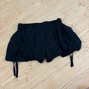 Black flowy puffy shorts with ties elastic waistband